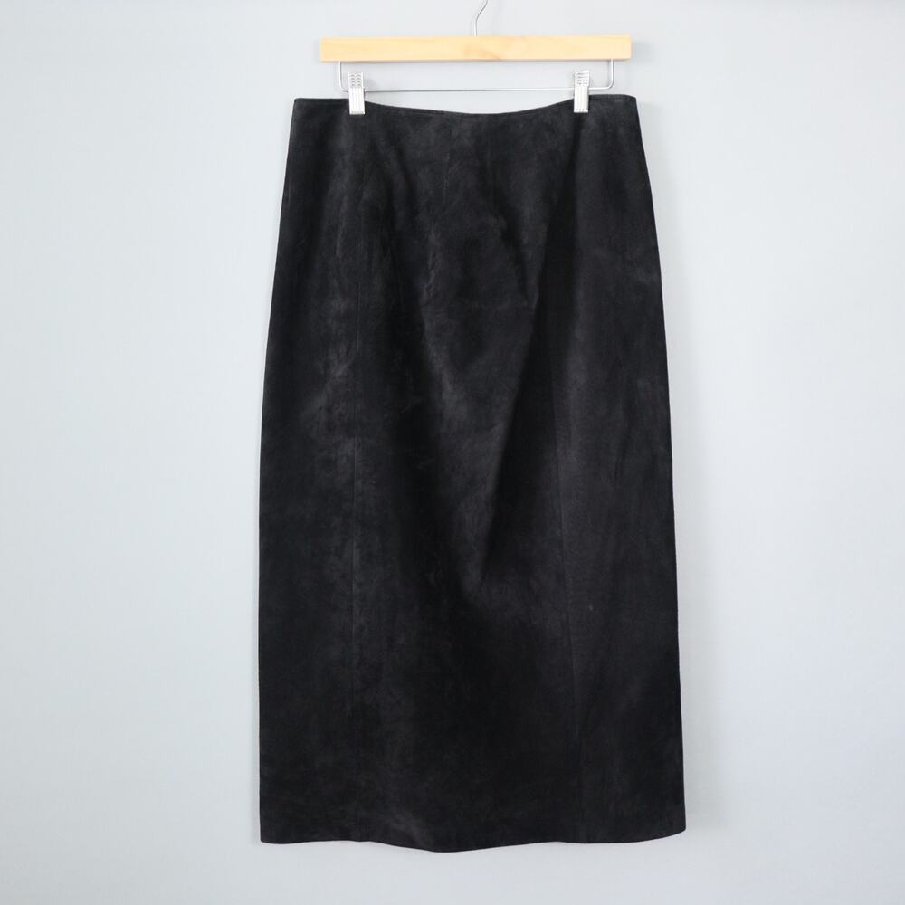 Womens Leather Midi Pencil Skirt 14 Black Georgetown Leather Designs